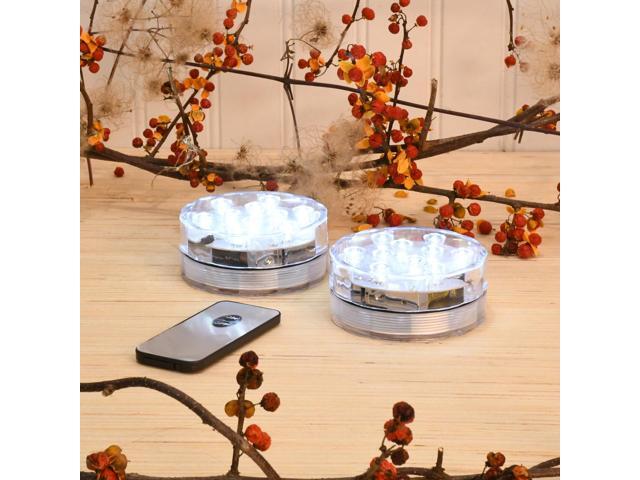 Submersible Battery Operated White LED Lights with Remote Control - Set of 2