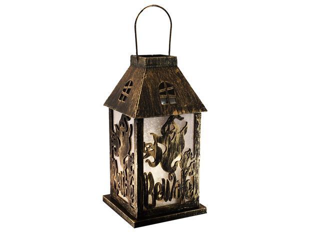 Lumabase 99901 Battery Operated Lighted Halloween Lantern-Golden Black, Multicolor