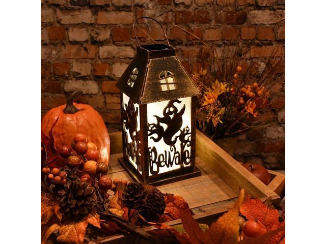 Lumabase 99901 Battery Operated Lighted Halloween Lantern-Golden Black, Multicolor