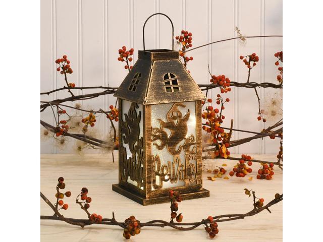Lumabase 99901 Battery Operated Lighted Halloween Lantern-Golden Black, Multicolor