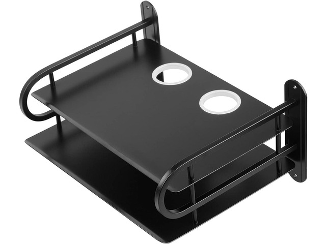 Z-Color Black Metal Double Wireless WiFi Router Storage Box/TV Set Box Shelf Wall Hanging Plug Board Bracket Cable Storage Organizer (Small)