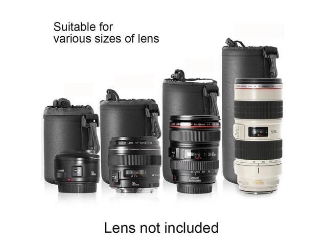4X Lens Pouch Set Lens Case Bag for Canon Nikon Sony Panasonic Pentax Olympus Fuji Leica Sigma Tamron DSLR Camera Lens - Size: Small, Medium, Large...