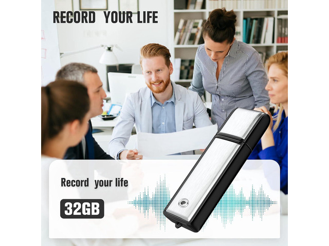 32GB Voice Recorder, Digital Audio Recorder with 750 Hours Recording Capacity Noise Reduction USB Recording Device Rechargeable Audio Voice...