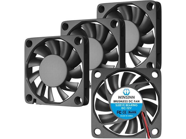 WINSINN DC 60mm Fan 12V 6010 Sleeve Bearing Brushless Cooling 60mmx10mm 2PIN (Pack of 4Pcs)