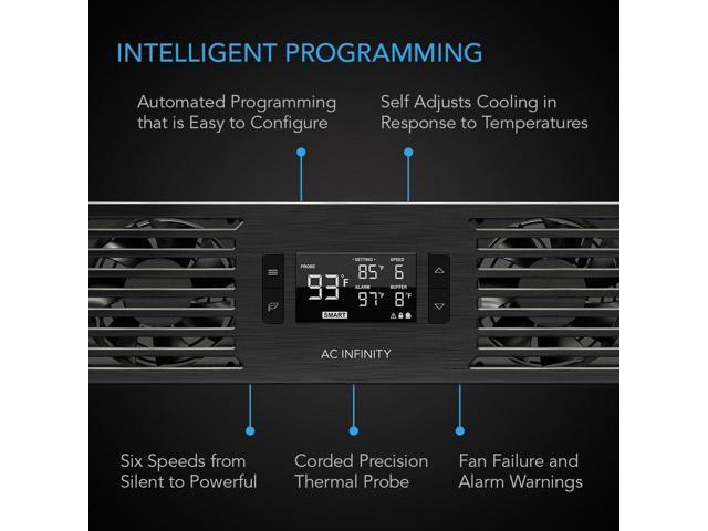 AC Infinity CLOUDPLATE T7, Rack Mount Fan Panel 2U, Exhaust Airflow, for Cooling AV, Home Theater, Network 19 Racks