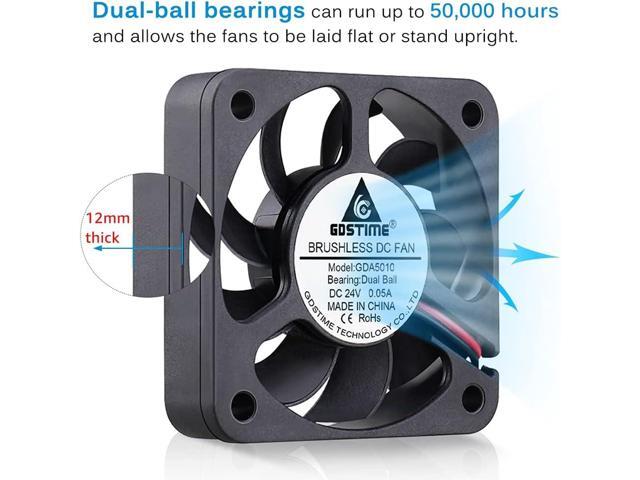 GDSTIME 50mm x 50mm x 12mm 24v Dual Ball Bearing Brushless Cooling Fan