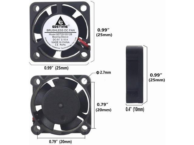 GDSTIME 25mm x 25mm x 10mm 5v Small DC Brushless Cooling Fan