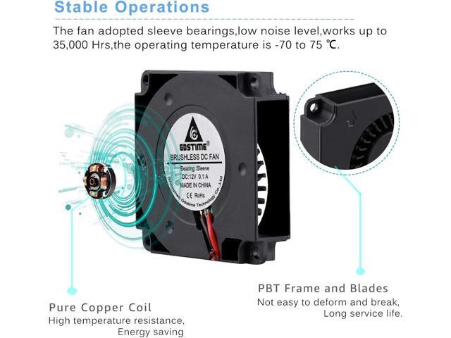 GDSTIME Blower Fan 12V 2 Pack 40mm 40x10mm 4010 DC Brushless Cooling for 3D Printer