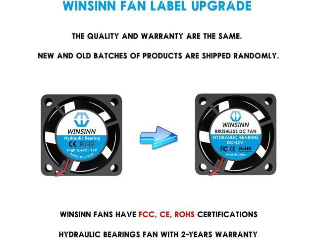 WINSINN 40mm Fan 12V, 3D Printer Micro 12 Volt Fans 4020 Hydraulic Bearing, Brushless Cooling 40mmx20mm 2PIN (Pack of 4Pcs)