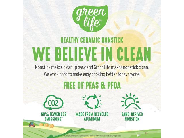 GreenLife Soft Grip Healthy Ceramic Nonstick, 1QT and 2QT Saucepan Pot Set with Lids, PFAS-Free, Dishwasher Safe, Black
