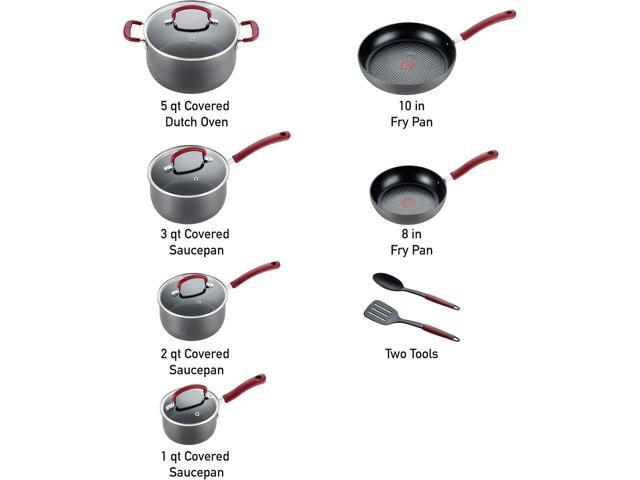 T-fal Ultimate Hard Anodized Nonstick Cookware Set 12 Piece, Oven Broiler Safe 600F, Kitchen Cooking Set w/Fry Pans, Saucepans, Dutch Oven, Kitchen...