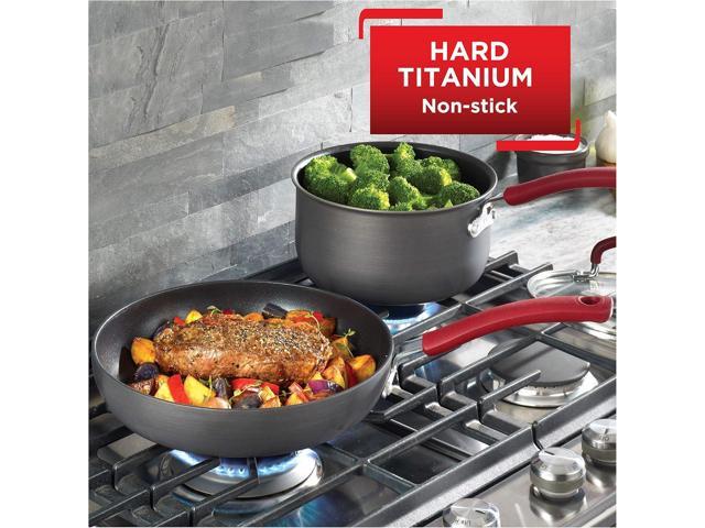 T-fal Ultimate Hard Anodized Nonstick Cookware Set 12 Piece, Oven Broiler Safe 600F, Kitchen Cooking Set w/Fry Pans, Saucepans, Dutch Oven, Kitchen...