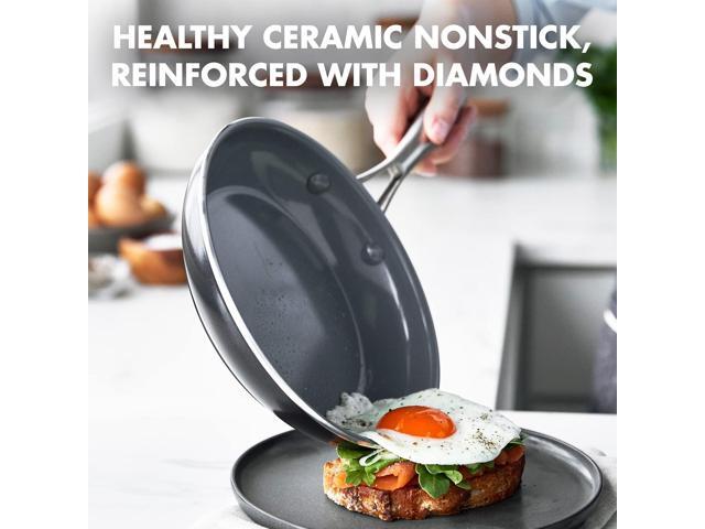 GreenPan Swift Healthy Ceramic Nonstick, 8' and 10' Frying Pan Skillet Set, Stainless Steel Handles, PFAS-Free, Dishwasher Safe, Oven Safe, Black