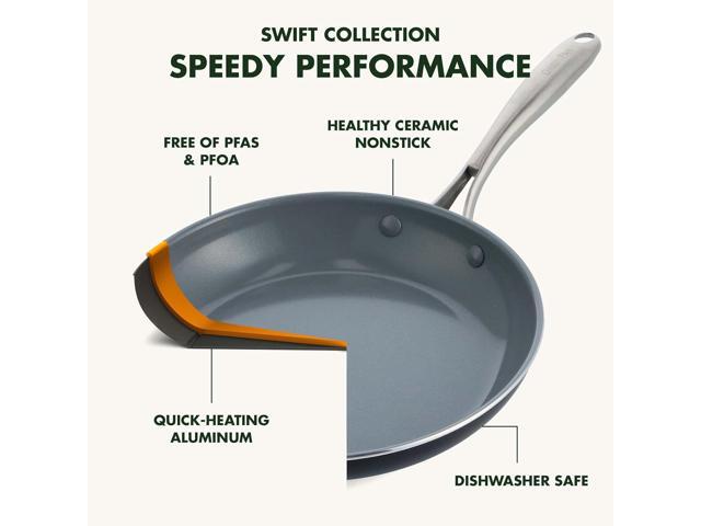 GreenPan Swift Healthy Ceramic Nonstick, 1QT and 2QT Saucepan Set, Stainless Steel Handle, PFAS-Free, Dishwasher Safe, Oven Safe, Black