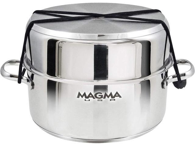 Magma 7 Piece Gourmet Nesting Stainless Steel Cookware Set with Ceramica Non-Stick, Induction Compatible, Oven Safe to 500°F - Suitable for All...