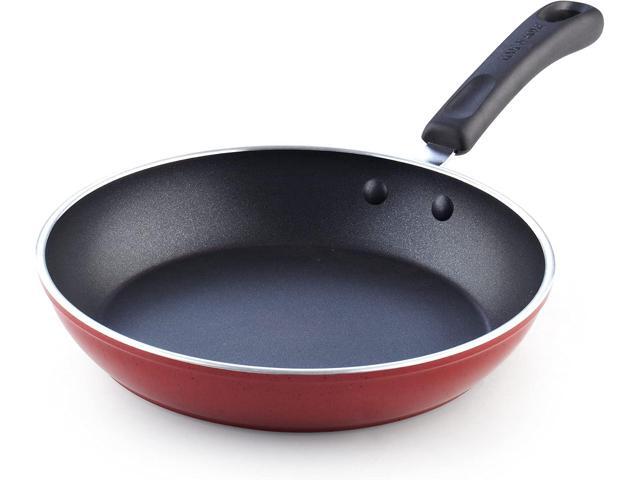 Cook N Home Pots and Pans Nonstick Cookware Set 12-Piece, Kitchen Cooking Set with Frying Pans and Saucepans, Induction Compatible, Marble Red