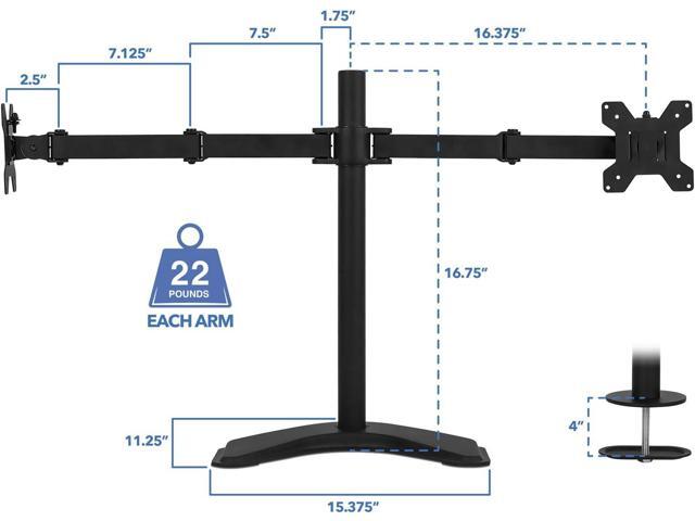 Mount-It! Dual Monitor Stand for Desk - 2 Screen Mount for Two Computer Screens up to 32 Inch and 17 Lbs - Free-standing Base Swivels, Tilt,...