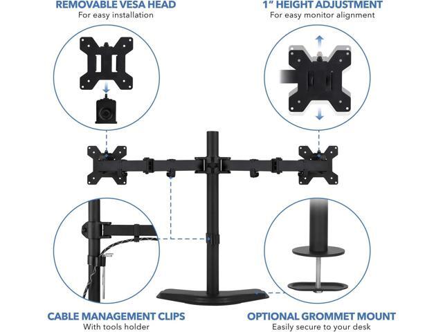 Mount-It! Dual Monitor Stand for Desk - 2 Screen Mount for Two Computer Screens up to 32 Inch and 17 Lbs - Free-standing Base Swivels, Tilt,...