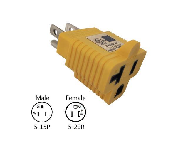 Parkworld UL Listed NEMA 5-15P to 5-20R T-Blade Adapter, Household Regular 5-15 Plug to 5-20 Receptacle (1-Piece)