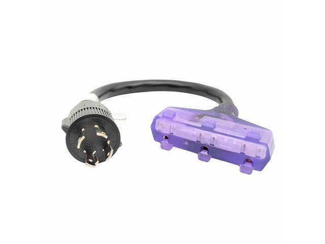 Parkworld 61421A Power Adapter Cord NEMA L14-30P Male to (3) 5-15R Household Tri Outlet 15 AMP Female3, 125 Volt