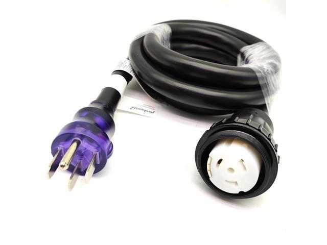 Parkworld 63296 RV Shore Power 50A Extension Cord Adapter, NEMA 14-50P to SS2-50R Straight Plug for Generator 10 ft.