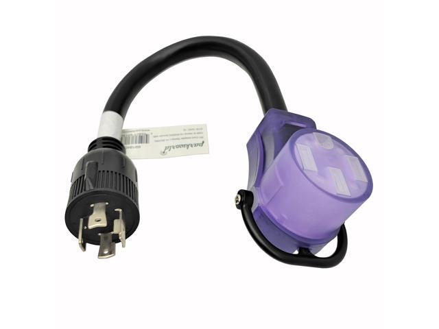 Parkworld 691845 Power Adapter Cord 4-Prong Generator 30A Locking L14-30P Male to RV 50 AMP 14-50R Female with Handle 1.5 ft.