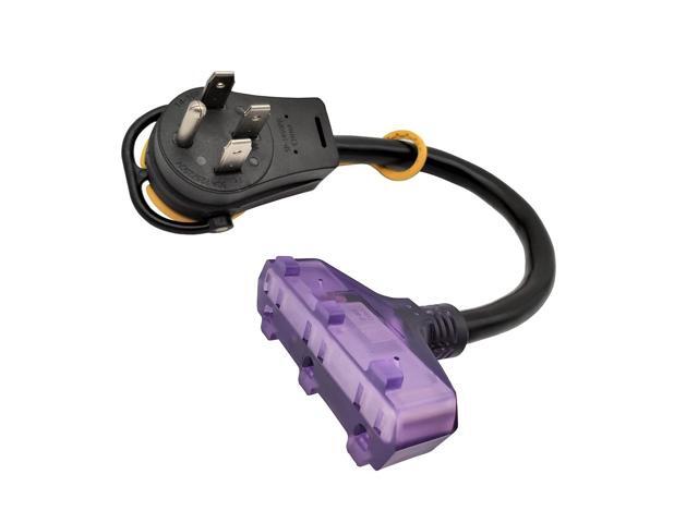 Parkworld 61148 RV Splitter Adapter Cord 14-50P to 14-50R 50A 125V/250V & (3)5-15R Household Tri Outlet 15A 125V