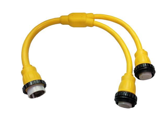 Parkworld 885804 Splitter Marine Shore Power SS2-50P Male Plug to (2) SS1-50R Female Receptacle, (1) 250V to (2) 125V Y Adatper Cord