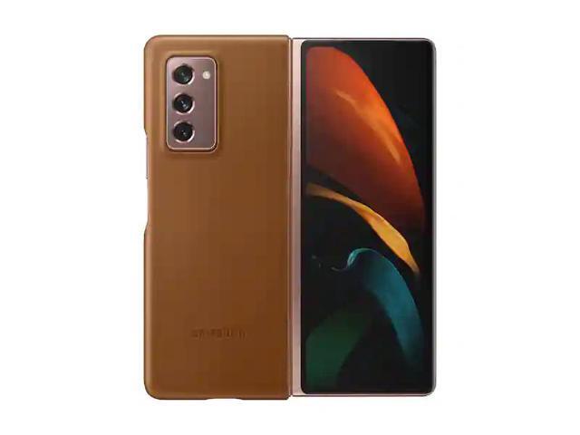 galaxy z fold2 5g leather cover brown