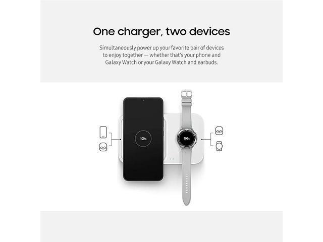 SAMSUNG 15W Wireless Charger Duo w/ USB C Cable, Charge 2 Devices at Once, Cordless Super Fast Charging Pad for Galaxy Phones and Devices, 2022, US...