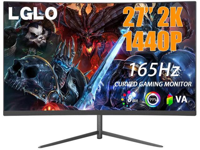 LGLO Gaming 27 Inch 2560 x 1440 (2K) 165Hz Displayport FreeSync Built-in Speakers Height Adjustable Curved Gaming Monitor