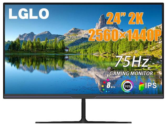 LGLO 24Inch 2K 75Hz 2560x1440 Gaming Monitor, IPS Display With 178° Wide View Angle, 98% sRGB, Built-in Speaker, Support HDMI and DP, VESA.