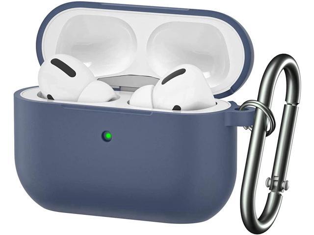 For Airpods Pro Case,Soft Silicone Skin Cover Shock-Absorbing Protective Case with Keychain for Apple Airpods Pro [Front LED Visible] Blue - 2packs
