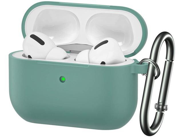 For Airpods Pro Case,Soft Silicone Skin Cover Shock-Absorbing Protective Case with Keychain for Apple Airpods Pro [Front LED Visible] -Green - 2packs