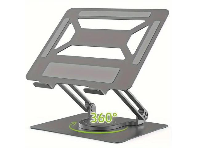 NO. Adjustable Ergonomic Laptop Stand with 360° Rotating Base and Foldable Design - Sturdy Metal Construction, Compatible with MacBook Pro/Air &...