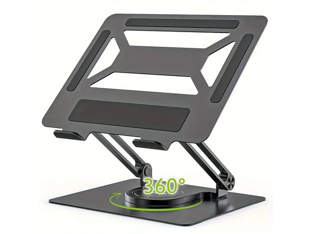 NO. Adjustable Ergonomic Laptop Stand with 360° Rotating Base and Foldable Design - Sturdy Metal Construction, Compatible with MacBook Pro/Air &...