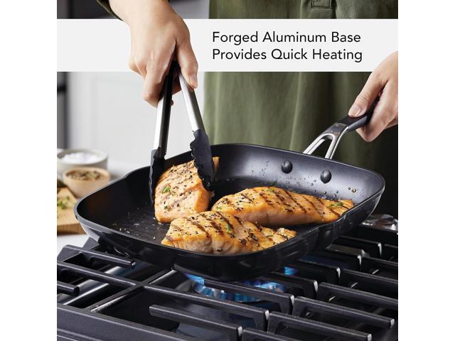 KitchenAid Hard Anodized Nonstick Square Grill Pan/Griddle with Pour Spouts, 11.25 Inch, Onyx Black