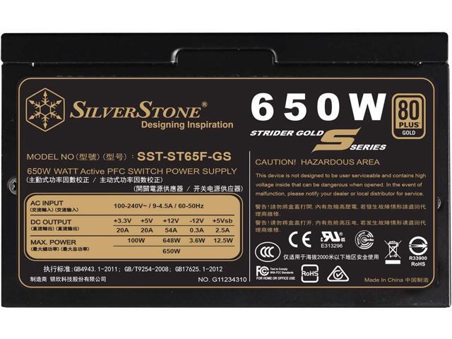 silverstone technology 650w computer power supply psu fully modular with 80 plus gold & 140mm design power supply (sst-st65f-gs)