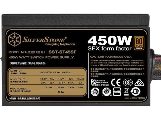 silverstone technology 450w sfx form factor 80 plus bronze power supply (st45sf-v3-usa), sst-st45sf-v3-usa