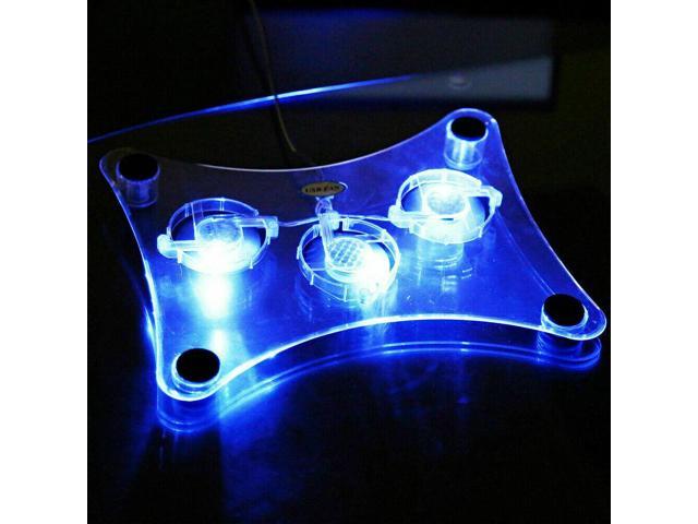 3 Fans USB Cooler Cooling Pad Stand LED Light Radiator For Laptop PC Notebook