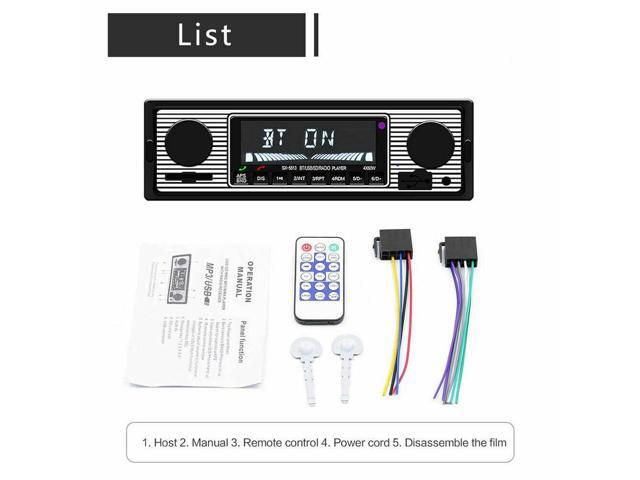 Bluetooth Vintage Car FM Radio MP3 Player USB Classic Stereo Audio Receiver AUX