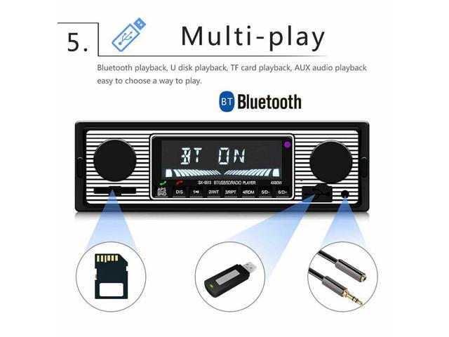 Bluetooth Vintage Car FM Radio MP3 Player USB Classic Stereo Audio Receiver AUX