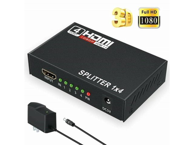 4 Port HDMI 4K Hub Multi Splitter & Amplifier For 3D HDTV 1080P 1X4 1 In 4 Out