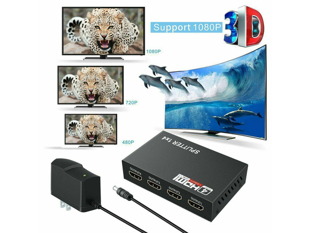 4 Port HDMI 4K Hub Multi Splitter & Amplifier For 3D HDTV 1080P 1X4 1 In 4 Out