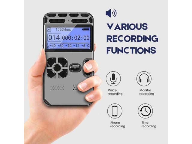 64GB Rechargeable LCD Digital Audio Sound Voice Recorder Dictaphone MP3 Player