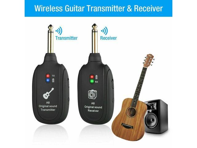 UHF Guitar Wireless System Transmitter+Receiver Built In Rechargeable Battery