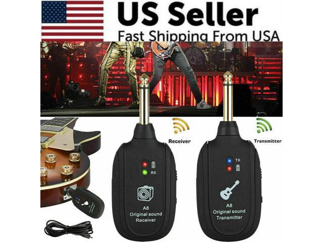 UHF Guitar Wireless System Transmitter+Receiver Built In Rechargeable Battery