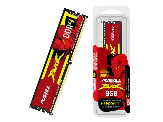 PUSKILL DDR4 8GB 3200MHz PC RAM CL16-18-18-42 1.35V Desktop Memory for Gaming and High-Performance Computing Compatible with Intel & AMD