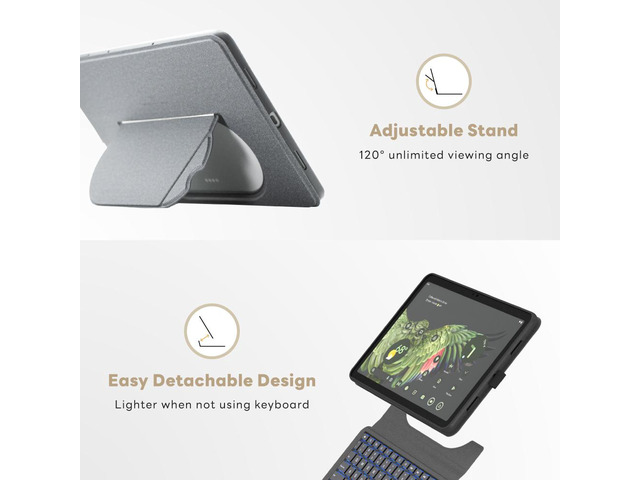 eiP Magnetix Keyboard Case for Google Pixel Tablet 11 inch (2023), Adjustable Viewing Angle, Detachable, Easy Carry-on, Protective Cover Compatible...