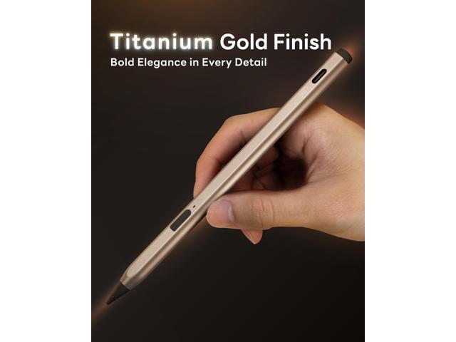 eiP USI 2.0 Pro Stylus Pen, Titanium Gold Finish, 4096 Pressure Levels, Fast Charging, Power Switch